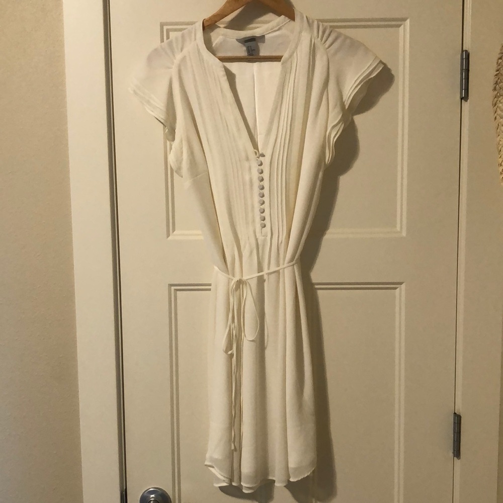 Soft White H&M Dress, Flutter Sleeve Detail size 12